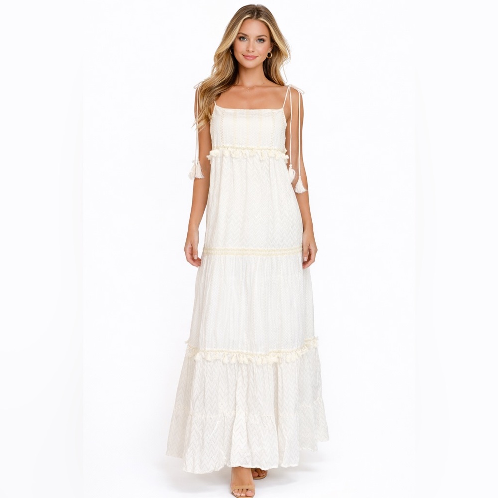 Boho Dream in Ivory 🤍 | Raga by Chaudry KC Tassel Tie‎ Maxi Dress – Size Small